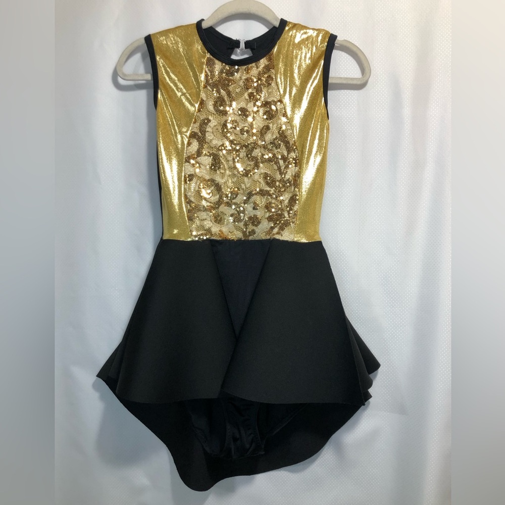 Georgie Girl Costumes Women’s Gold and Black Sequined Dance Dress Size Medium
